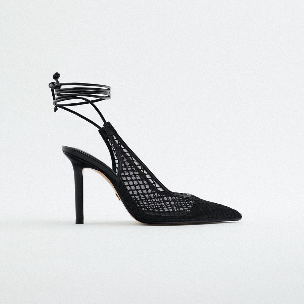 Zara lace up mesh heels